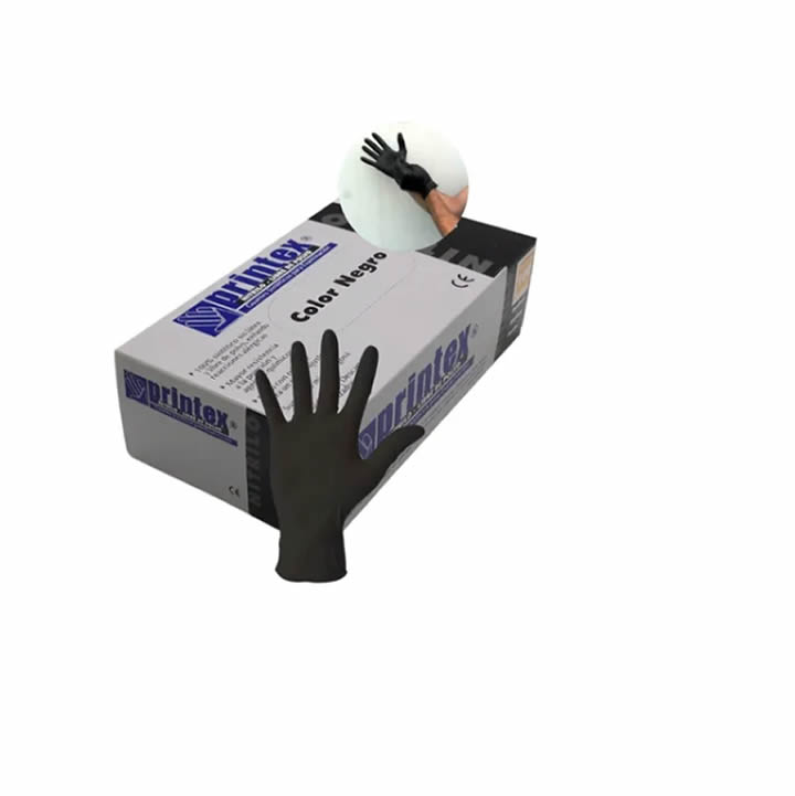 Guantes De Nitrilo Descartables Negro Printex X100 unidades 