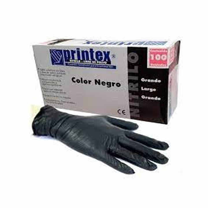 Guantes De Nitrilo Descartables Negro Printex X100 unidades 
